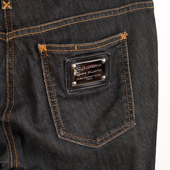 Dolce & Gabbana Charcoal Straight-Leg Logo Plaque Jeans - Picture 6 of 13